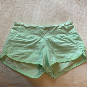 Lululemon Speed Shorts mint green polka dot size 2